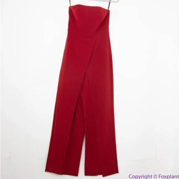 NEW white house black market Wine Red Convertible Strapless SplitLeg Jumpsuit, 2 - Picture 2 of 15